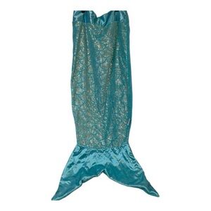 Snuggie brand turquoise mermaid tail wearable blanket with Gold Sparkle Scales